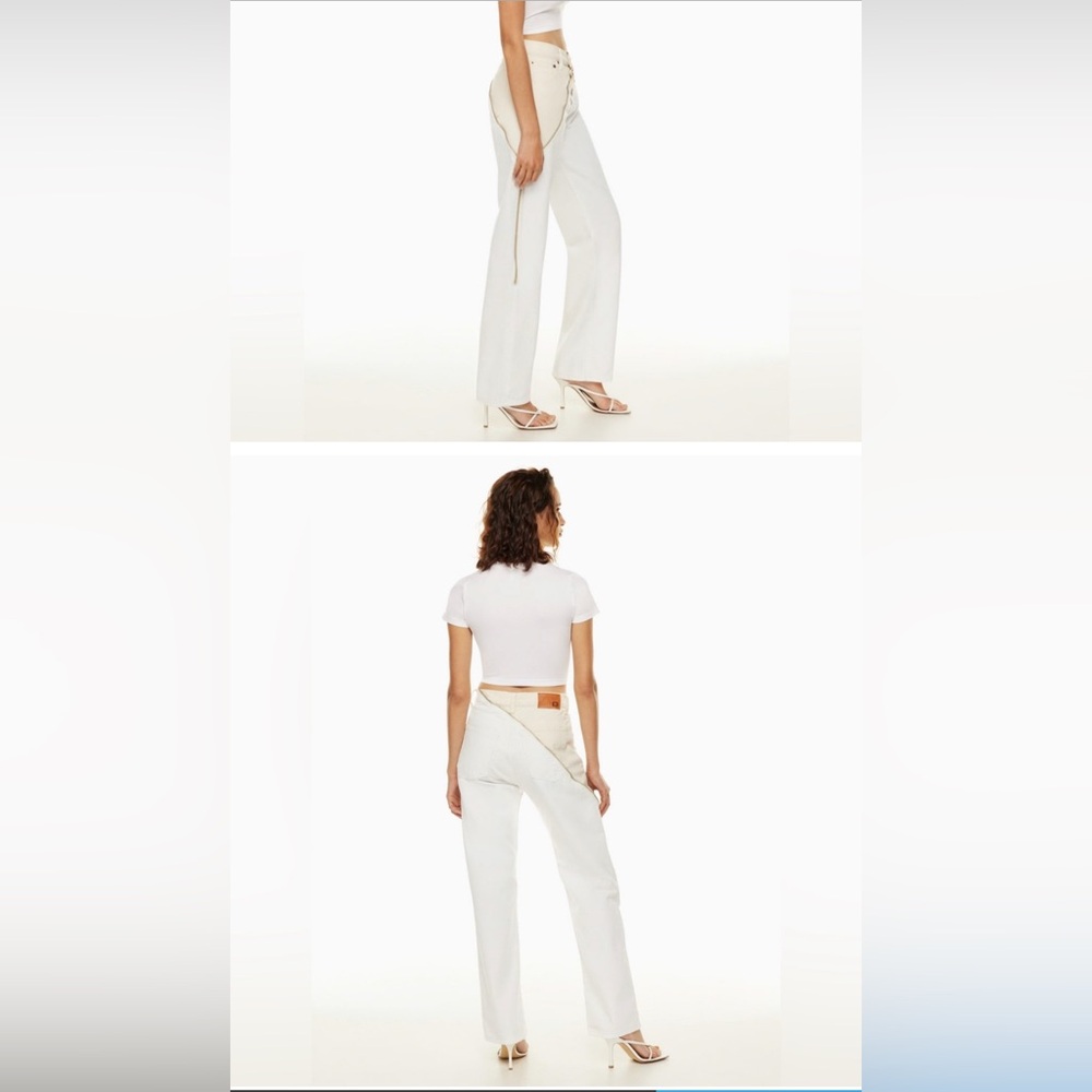 EB Denim Cream and White Jeans w/ Zipper detail - NWT Size 32 - Picture 3 of 10